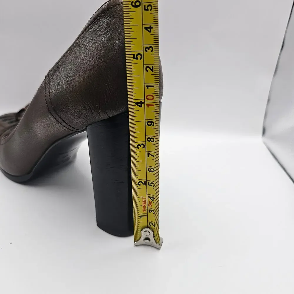 Miu Miu Vintage 90s Brown Leather Lace Up Corset Square Toe Pump Heels 40 9